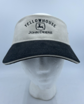 John Deere Golf Visor Strapback Adjustable Black Khaki Sun Cap Hat Yello... - $11.64
