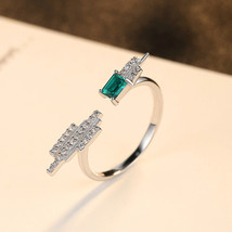 Opening Diamond-Studded Ring 925 Silver Bracelet Female Emerald Adj UStable US6 - £22.18 GBP