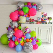 Back To 80S 90S Party Decorations, 124Pcs Disco Balloon Garland Arch Kit, Disco  - £28.85 GBP