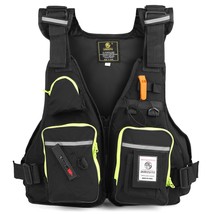 Multi-Pocket Fly Fishing Vest Jacket Black - Buoyancy Aid - Reflective - £28.15 GBP