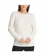 $89 DKNY Ivory Embellished Long Sleeve Crew Neck Sweater Ivory Large - $43.56