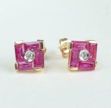 2.25Ct Princess Ruby Diamond Earrings 14k Yellow Gold Over Stud Earrings - £83.70 GBP