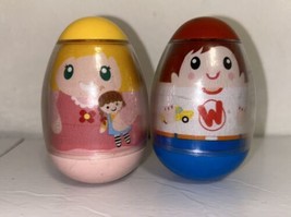 2009 Weebles Wobble Girl With Doll &amp; Boy With Truck Figure Lot Of 2 Hasbro - £14.15 GBP