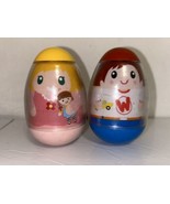 2009 Weebles Wobble Girl With Doll &amp; Boy With Truck Figure Lot Of 2 Hasbro - $17.56