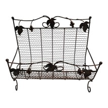 Vintage Wire Magazine Rack – Bronze Scrollwork with Grapevine Motif – Fr... - $29.00