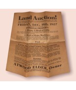 Land Auction Vintage Flyer Friday Dec. 6 1927 Atwood Elder - £25.50 GBP