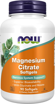 NOW Supplements, Magnesium Citrate, with Glycinate &amp; Malate, Nervous System Supp - £12.39 GBP