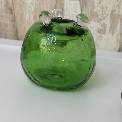 Plow & Hearth Indoor Green Crackle Glass Footed Fruit Fly Trap Art Glass Item image 8