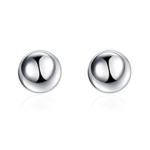 Ffil 925 sterling silver 8 10 12mm round smooth solid bead ball stud earrings for women thumb200