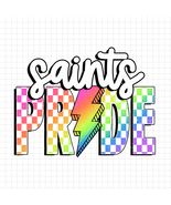 Saints Pride PNG, Checkered Saints PNG, Lightning Bolt Design, Neon Masc... - $45.66 MXN