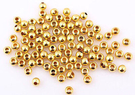 4mm Gold Plated Smooth Round Beads (100)  - £1.58 GBP