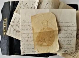 LOT 1856 antique DIARY FOLK ART POEM PHOTO danville ny SEDGWICK wallet 1872 - £92.44 GBP