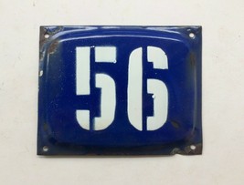 Vintage Enameled Metal House Number 56 Plaque/ Sign, Blue Enamel Address sign 56 - £19.66 GBP