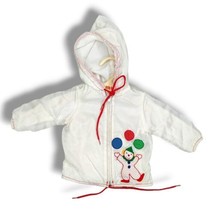Vintage Baby Togs Jacket Windbreaker White Hooded Nylon Embroidered Clown 3-6m - £18.13 GBP