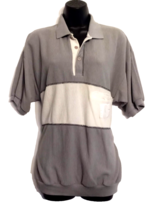 Huk-A-Poo Men&#39;s Banded Bottom Polo Shirt Vintage size Med Gray White Col... - $19.75