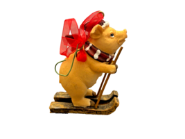 Pig Skiing Ski Christmas Ornament 4 Inches Tall Holiday Tree Decor Resin - $13.89