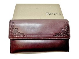 Rolfs Vtg 1996 Brown Embossed Leather Retriver Checkbook Clutch Trifold Wallet - $26.95