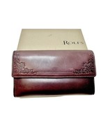 Rolfs Vtg 1996 Brown Embossed Leather Retriver Checkbook Clutch Trifold ... - $26.95