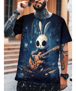 Bunny 3D Digital Pattern Print Men's Graphic T-shirt - £11.64 GBP
