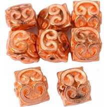 Bali Heart Square Copper Plated Beads 9mm 16 Grams 8Pcs Approx. - £5.42 GBP