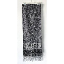 Cashmink V. FRAAS Fringe Acrylic Damask Print Scarf 64x12 - $35.00