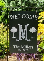 Personalized SC Palmetto Tree 12x18 Engraved Garden Flag Yard Sign Weddi... - £39.83 GBP