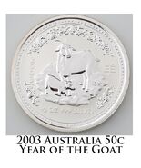 2003 Lunar Year of the Goat Australian Round 1/2 oz 999 Silver BU Condition - €97,60 EUR