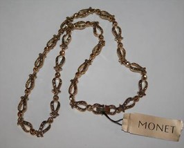 Monet Gold Tone Sparkling Light Topaz 18&quot; Link  Necklace  NEW  J278 - £22.03 GBP