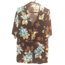 22-24W Linen Floral Hawaiian Blouse Shirt Top White Stag Woman Plus - £18.37 GBP