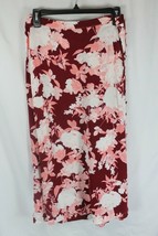 Chelsea 28 Women&#39;s Red Coral Floral Button Slit Skirt Lightweight Size M New - £12.41 GBP