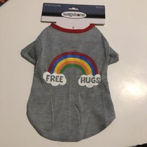 WAG &amp; BONE &quot;FREE HUGS&quot; DOG T-SHIRT Size small S Clouds Rainbows Gray - £8.07 GBP