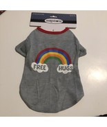 WAG &amp; BONE &quot;FREE HUGS&quot; DOG T-SHIRT Size small S Clouds Rainbows Gray - $10.31