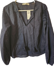 Abercrombie &amp; Fitch Womens Blouse Shirt Tunic Size S  Dark Blue L/S  100... - $457.57 MXN