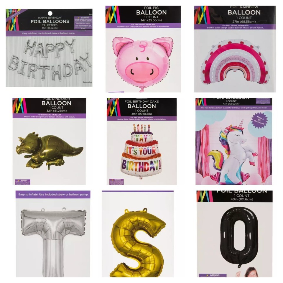 Foil Balloons Various Styles New Priced Each - $2.96+