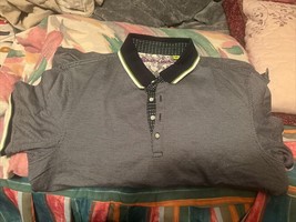Robert Graham mens Geometric Short Sleeve Polo Shirt Sz L Gray Blue Classic Fit - $40.97