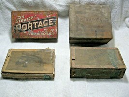 4 Vintage Distressed Cigar Boxes-3 Wood,1 Metal-Movie Prop-Haunted House... - £27.34 GBP