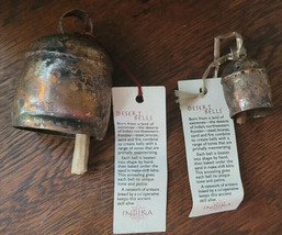 Set Of 2 Desert Bells Indika Hand Beaten Ancient Skill Steel Bronze India - £18.37 GBP
