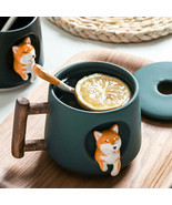 Ceramic Mug Cute 3D Dog Shiba Inu Tea Coffee Office Milk Mugs with Lid a... - £29.42 GBP+