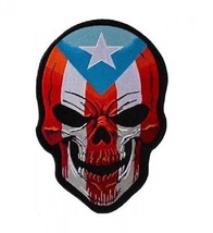 Choose Size PUERTO RICO FLAG Skull 4.25&quot; or 11&quot; iron on back patch - £10.20 GBP+