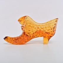 Vintage FENTON Art Glass Amber Hobnail Shoe Slipper with Cat Head 5.5&quot;  - £10.95 GBP