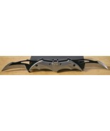 BATMAN BAT DOUBLE BLADED SPRING ASSISTED KNIFE BLADE BELT CLIP SILVER - £14.39 GBP