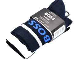 Hugo Boss Men&#39;s Italy 3 pack Black Navy White  Cotton Socks  One Size  7-13 - £33.52 GBP
