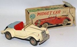 Vintage SSS (Japan) Tin Litho Friction 1955 Style MG Midget Roadster Toy Car - £199.80 GBP