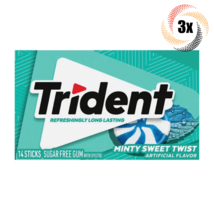 3x Packs Trident Minty Sweet Twist Sugar Free Chewing Gum | 14 Sticks Pe... - £8.49 GBP
