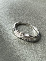 Dainty Thin 925 Marked Silver Band w Tiny Clear Rhinestones Ring Size 7 – 1/8th’ - £12.09 GBP