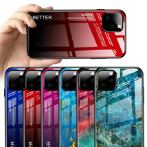 For iPhone 12 Pro Max/11 Pro Marble Pattern Tempered Glass Back Phone Case Cover - £29.04 GBP