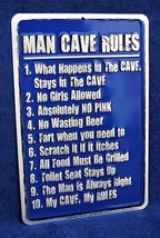 Man Cave Rules -*US Made* Embossed Sign - Garage Shop Bar Rec Game Rm Wall Decor - £12.66 GBP