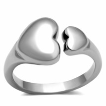 Double Heart Shaped Open Style Ring Stainless Steel TK316 - £7.99 GBP
