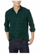 Goodthreads Men's Standard-Fit Long-Sleeve Plaid Herringbone Shirt, Green/Black  - £22.94 GBP