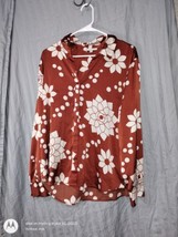 MAISON D&#39;AMELIE New! Rust Floral Balloon Sleeve Border Print Boho Top NWT M - $11.44